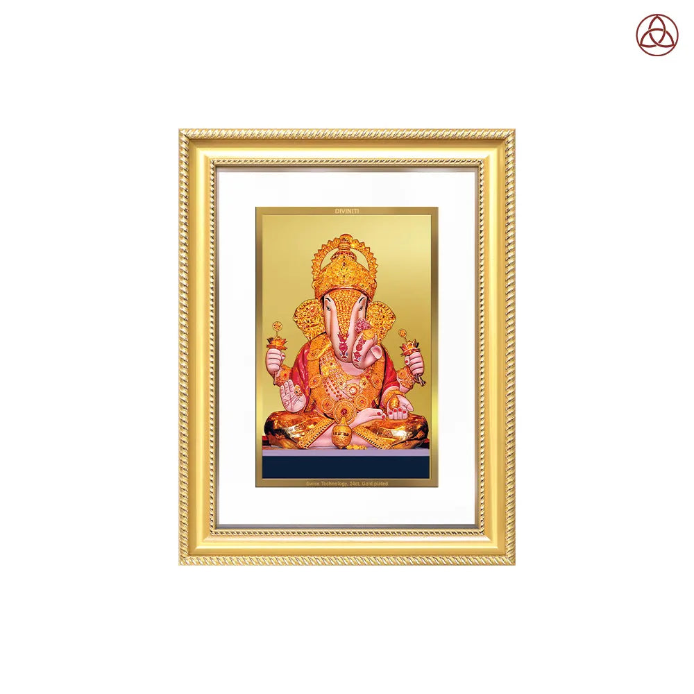 Dagdu Ganesh | Shri Dagdusheth Halwai Ganpati Wall Photo Frame in 24K Gold Plated Foil
