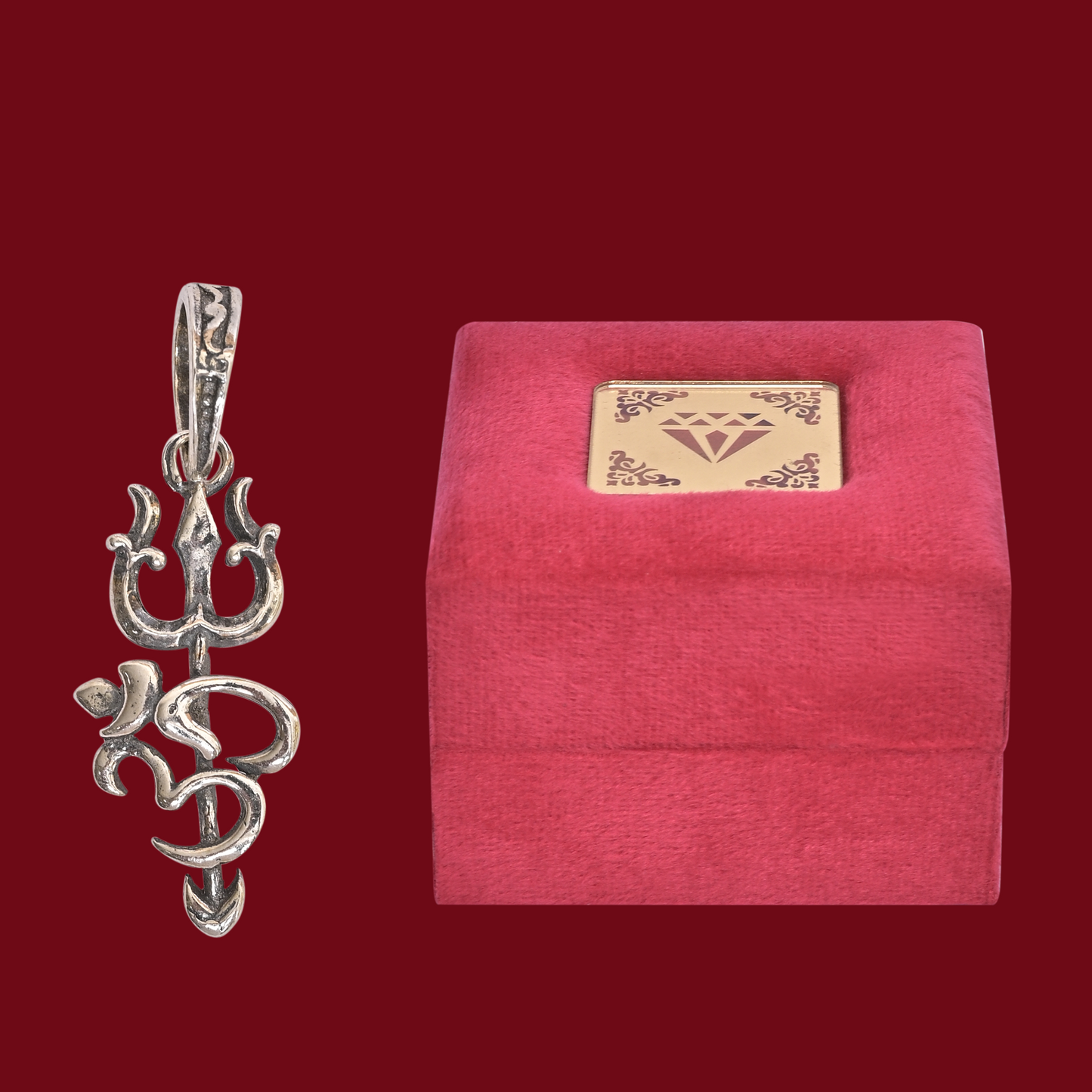 DIVINITI 925 Pure Silver Trishul with Om Pendant for Men, Women & Kids Divine God Pendant for Birthday, Anniversary, Special Occasion Gift (2.1x1 cm, 1g)