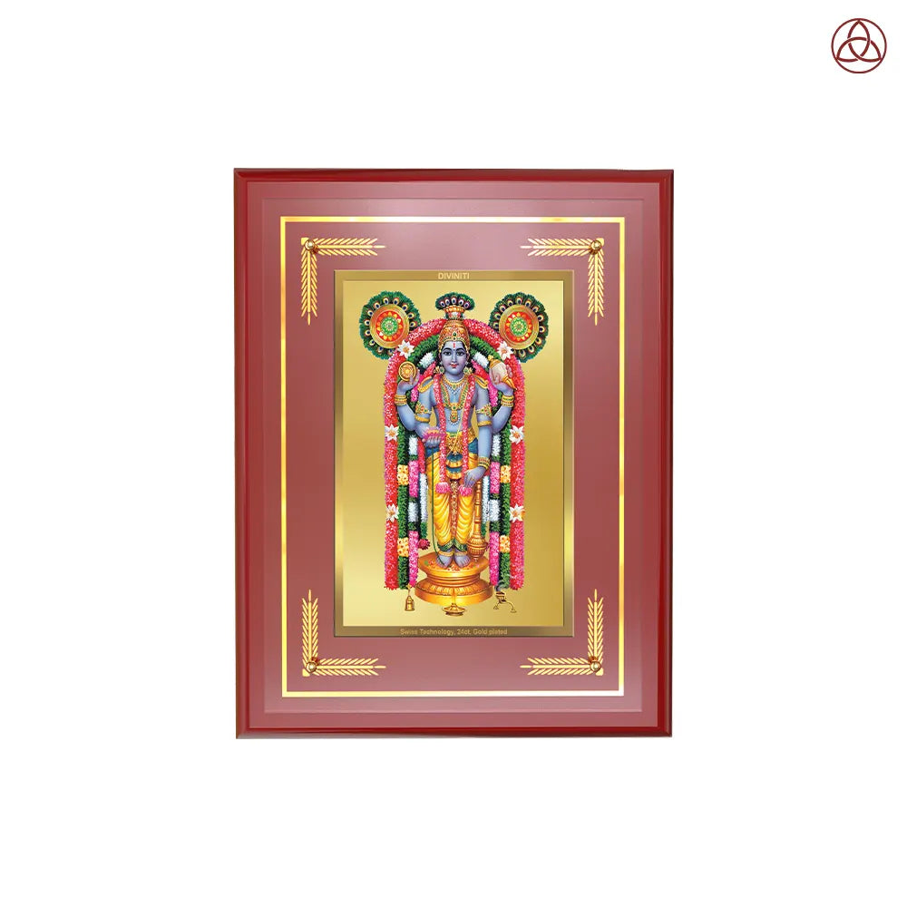 Guruvayurappan | Lord Krishna of Guruvayur Wall Photo Frame in 24K Gold Plated Foil