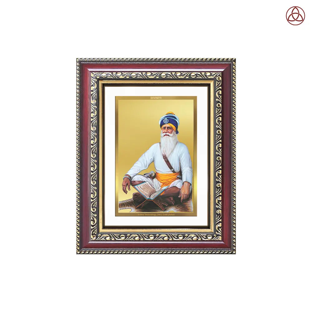 Baba Deep Singh Ji | Nihang Sikh and Martyr Wall & Tabletop Photo Frame in 24K Gold Plated Foil