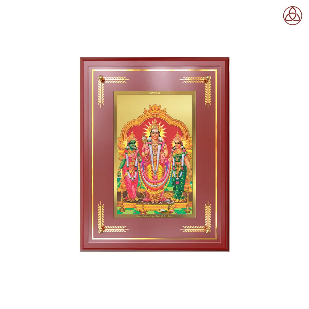 Lord Murugan with Valli | Divine Union Wall & Tabletop Photo Frame in 24K Gold Plated Foil