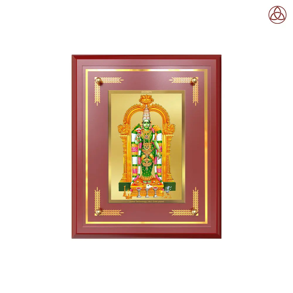 Goddess Meenakshi | Divine Warrior Goddess of Madurai Wall & Tabletop Photo Frame in 24K Gold Plated Foil