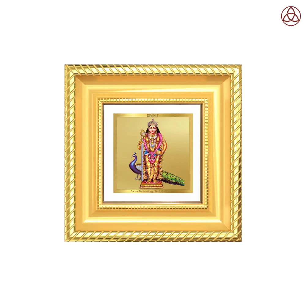 Lord Murugan | Divine Warrior God Tabletop Frame in 24K Gold Plated Foil