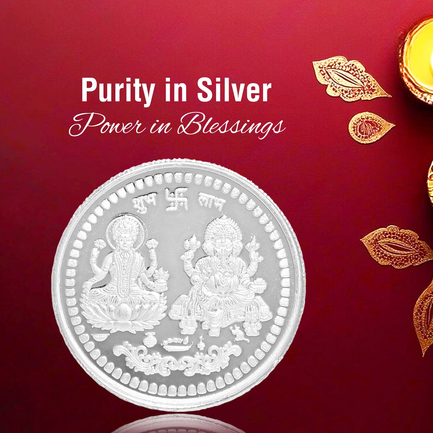 Pure Silver Coin with Laxmi Ganesh & Swastik A Divine Symbol of Wealth and Good Fortune for Home & Office Décor, Puja Room Diwali Gift (20g)