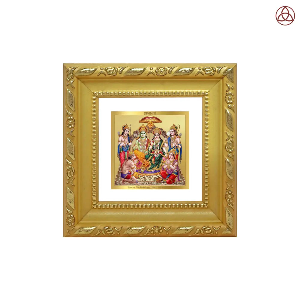 Ram Darbar | Divine Royal Family Tabletop Frame in 24K Gold Plated Foil