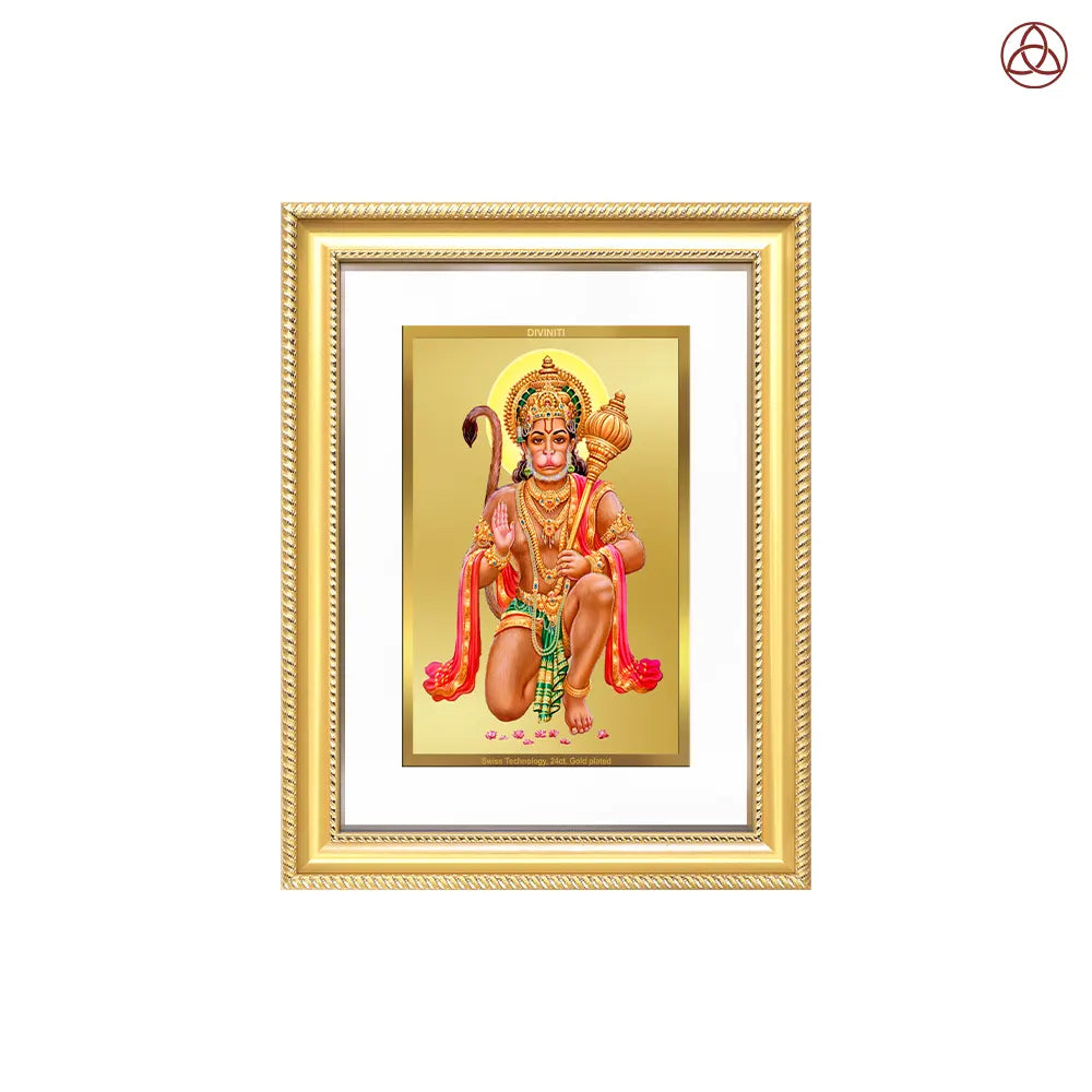 Lord Hanuman | Blessings Pose Wall Photo Frame in 24K Gold Plated Foil