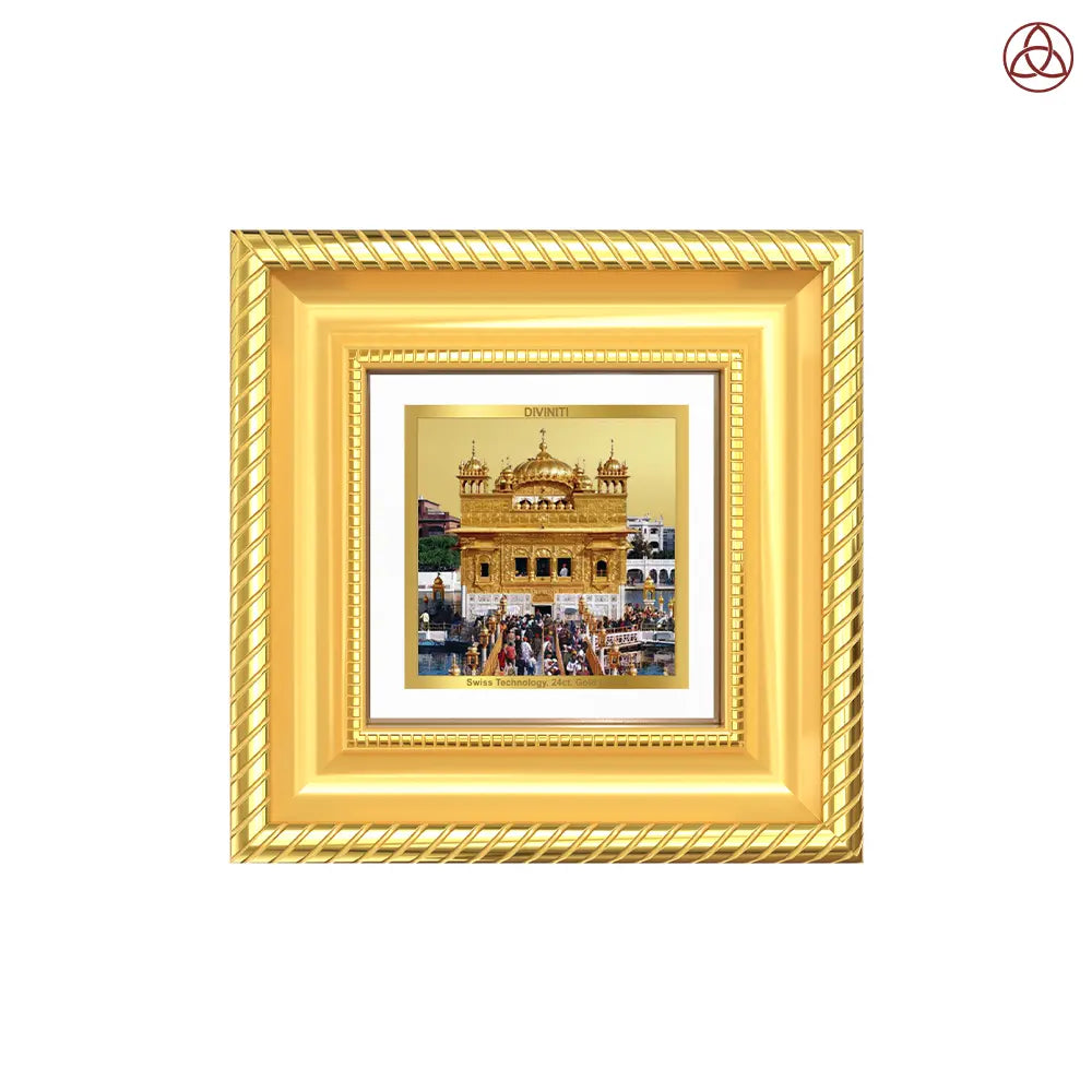 Sachkhand Shri Darbar Sahib -Golden Temple | Sacred Sikh Shrine Tabletop Frame in 24K Gold Plated Foil
