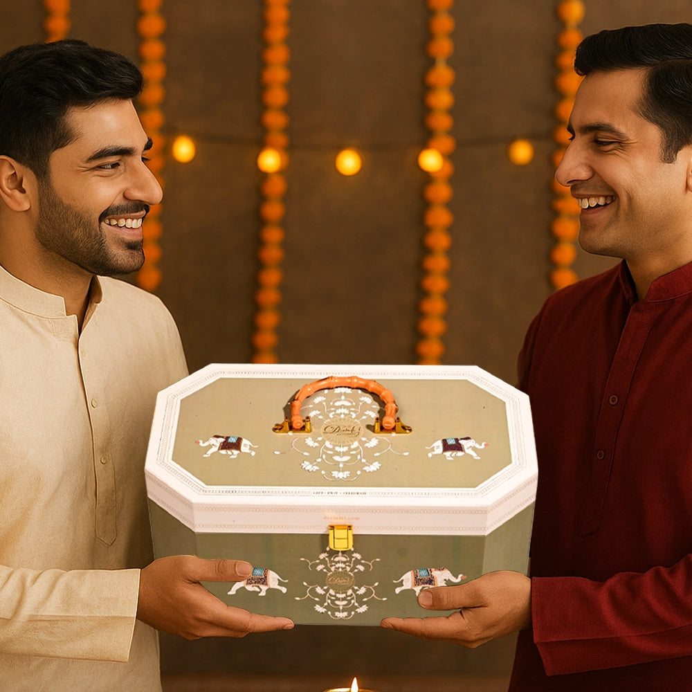 Diwali Gift Hamper | Four Premium Containers with Ganesha 24K Gold Plated Foil Photo Frame in Designer Box