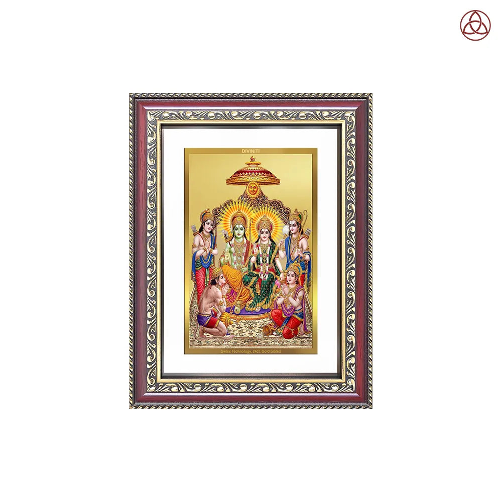 Ram Darbar | Divine Royal Family Wall & Tabletop Photo Frame in 24K Gold Plated Foil