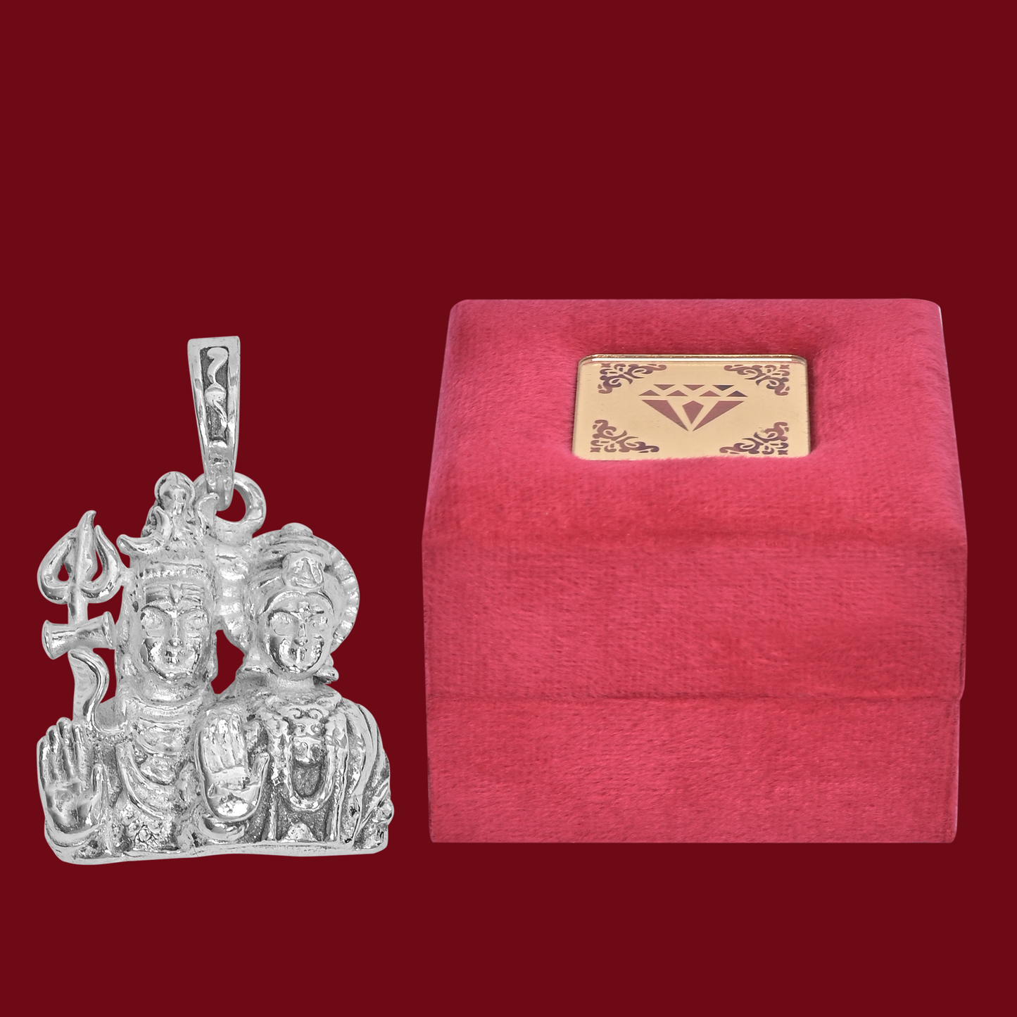 925 Pure Silver Shiv Parvati Small Pendant For Men, Women & Kids Divine God Pendant For Birthday, Anniversary, Special Occasion Gift (1.7x1.4 CM 5 g)