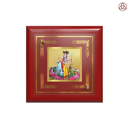Dattatreya with Kamadhenu | Shri Dattatreya Tabletop Frame in 24K Gold Plated Foil