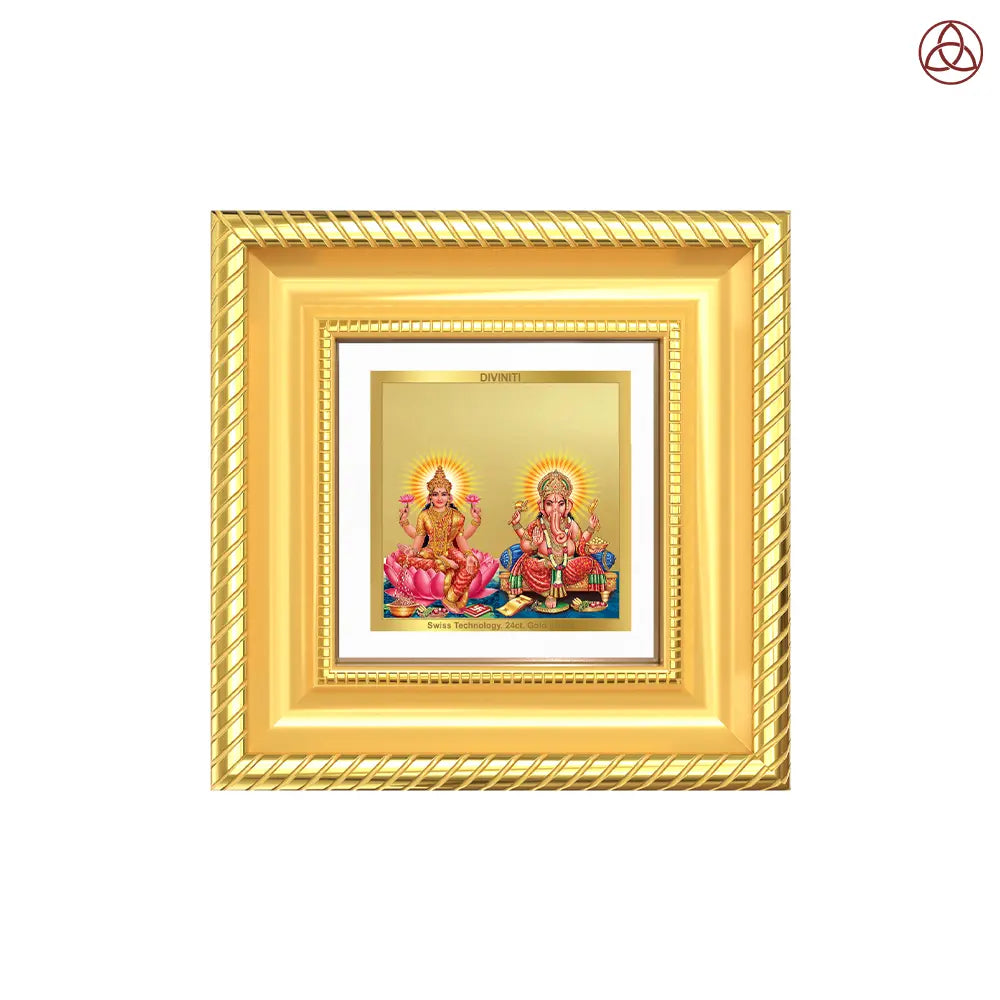 Lakshmi & Ganesh | Divine Prosperity Duo Tabletop Frame in 24K Gold Plated Foil