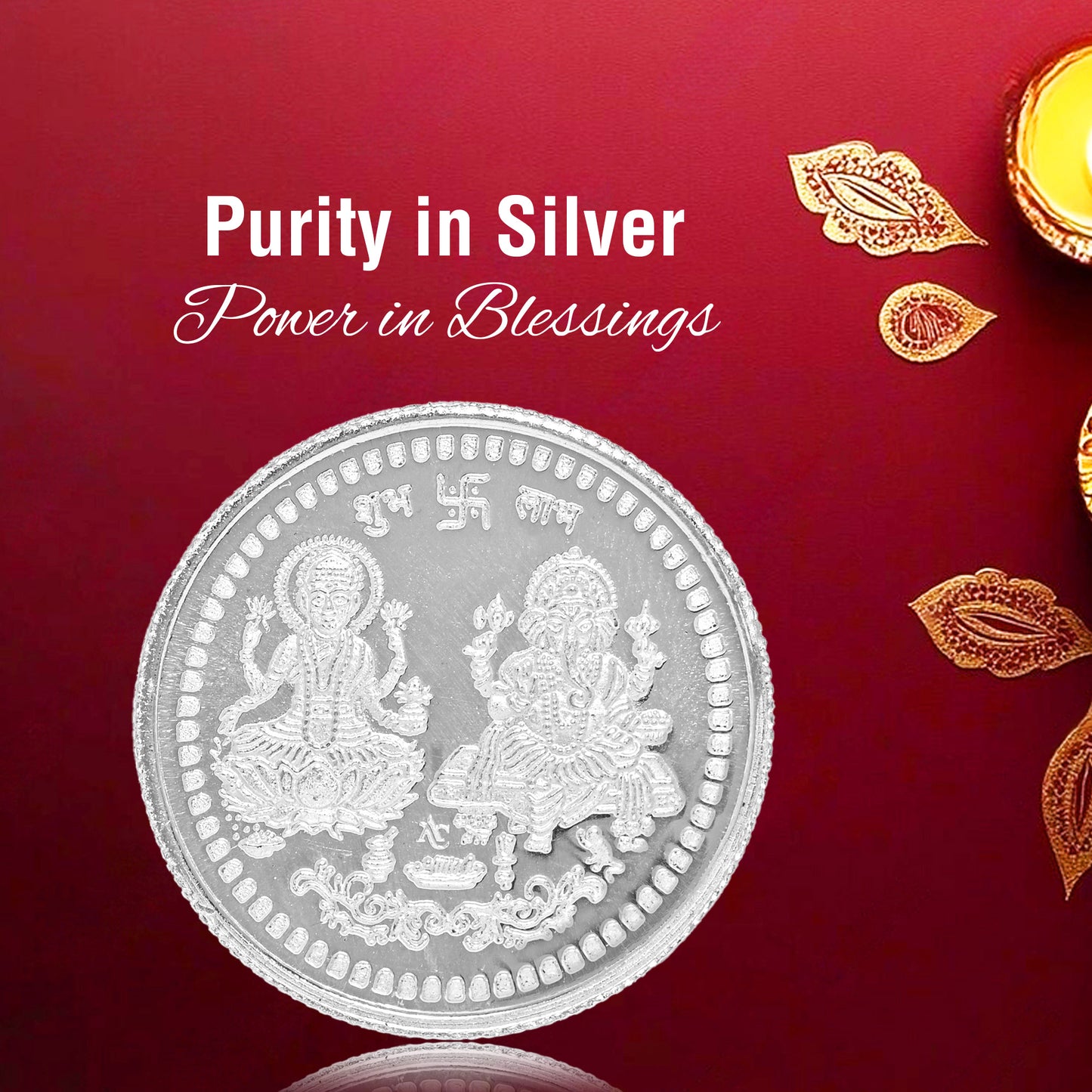 Pure Silver Coin Featuring Laxmi Ganesh with Om A Symbol of Prosperity and Spirituality for Home & Office Décor, Puja Room Diwali Gift (10g)