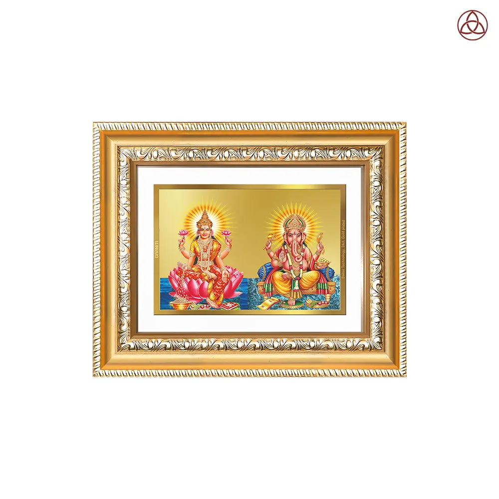 Lakshmi & Ganesh | Divine Prosperity Duo Wall & Tabletop Photo Frame in 24K Gold Plated Foil