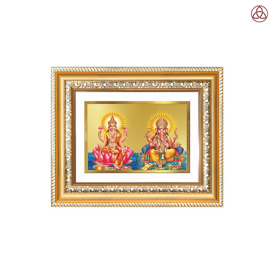 Lakshmi & Ganesh | Divine Prosperity Duo Wall & Tabletop Photo Frame in 24K Gold Plated Foil
