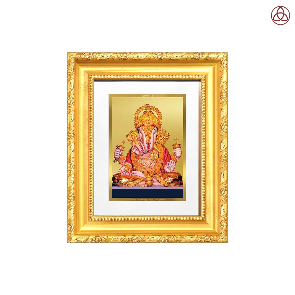 Dagdu Ganesh | Shri Dagdusheth Halwai Ganpati Wall Hanging & Tabletop Frame in 24K Gold Plated Foil