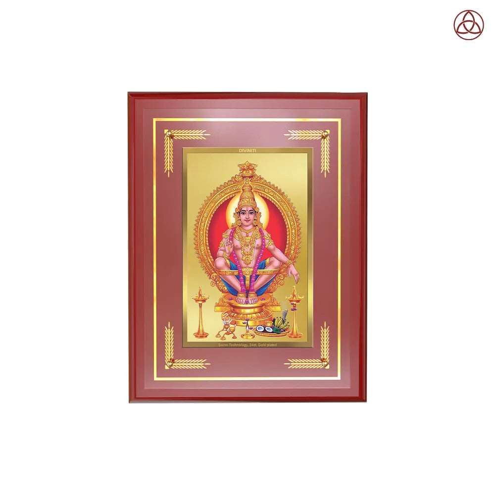 Lord Ayyappan | Hariharan Wall Photo Frame for Home Decor in 24K Gold Plated Foil