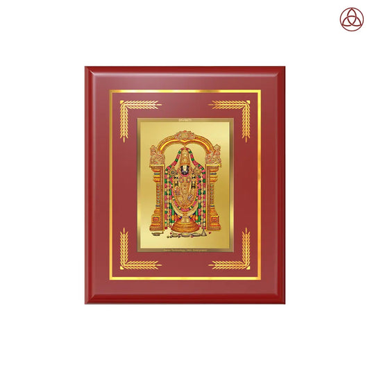 DIVINITI 24K Gold Plated Foil Tirupati Balaji Traditional Wall Photo Frame Idol for Puja Room, Home Decor, Table Top, Luxury Gift|MDF Size 1 (16.7x14.2 CM)