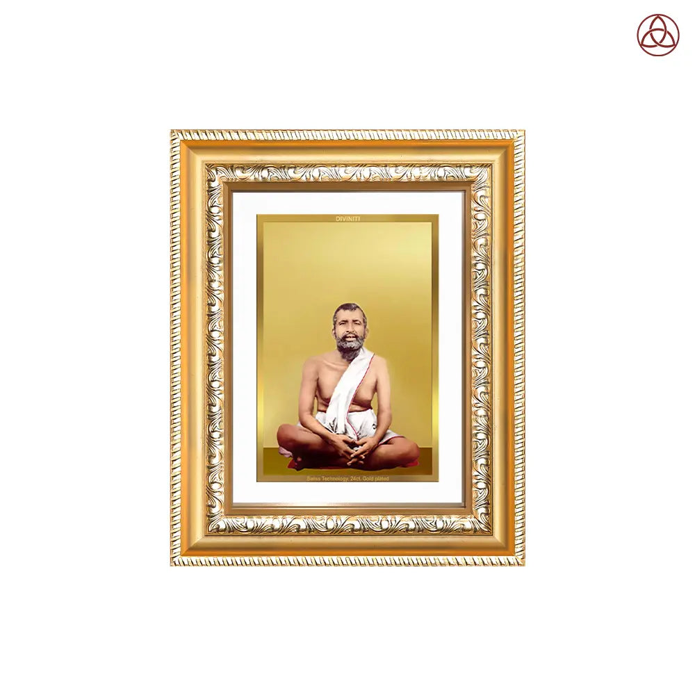 Sri Ramakrishna Paramahamsa | Enlightened Mystic of Bhakti & Vedanta Wall & Tabletop Photo Frame in 24K Gold Plated Foil
