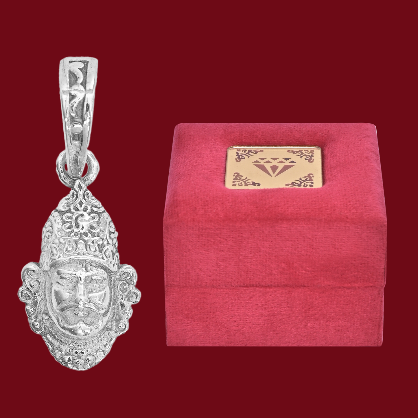 DIVINITI 925 Pure Silver Khatu Small Pendant for Men, Women & Kids Divine God Pendant for Birthday, Anniversary, Special Occasion Gift (1.4x0.9 CM 2 g)