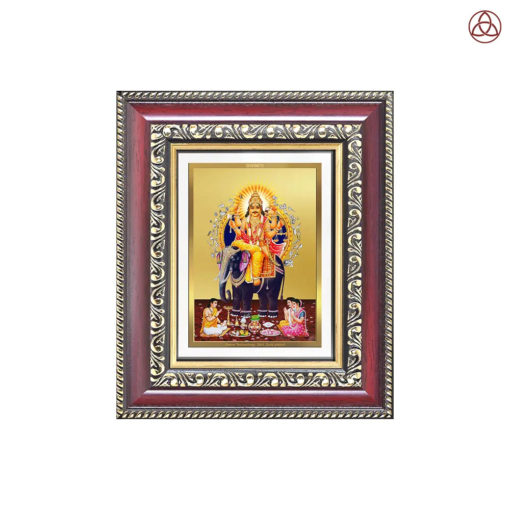 Lord Vishwakarma | Divine Architect of the Universe Tabletop Frame in 24K Gold Plated Foil