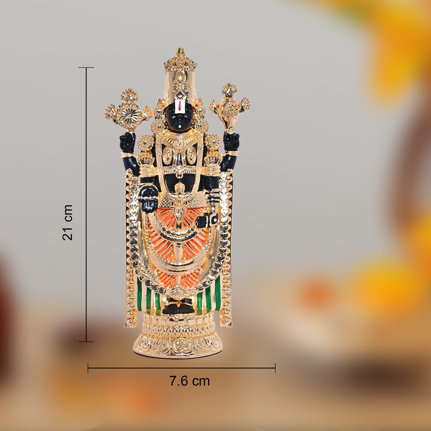 Diviniti Tirupati Balaji Idol for Office Desk Puja Room Tirupati Idol for Home Decor Birthday Festivals Lord Venkateswara Balaji Statue Figurine Gifting 21x7.6 CM