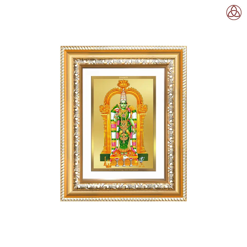 Goddess Meenakshi | Divine Warrior Goddess of Madurai Wall & Tabletop Photo Frame in 24K Gold Plated Foil
