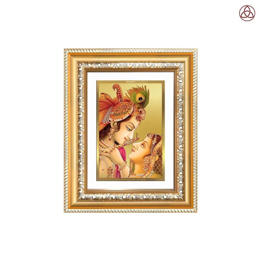 Krishna with Flute | Lord Krishna Wall & Tabletop Photo Frame in 24K Gold Plated Foil