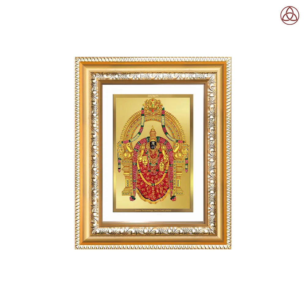 Goddess Padmavati | Consort of Lord Tirupati Balaji Wall & Tabletop Photo Frame in 24K Gold Plated Foil