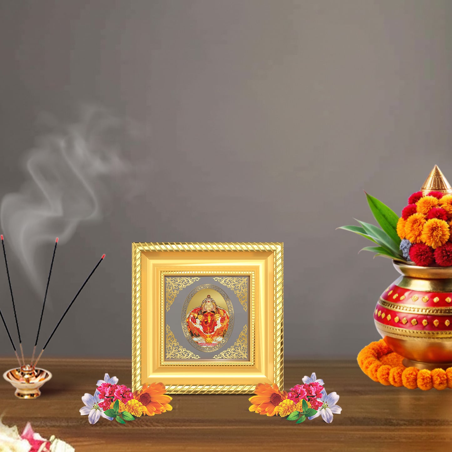 Siddhi Vinayak | Divine Ganpati Royal Tabletop Photo Frame in 24K Gold Plated Foil