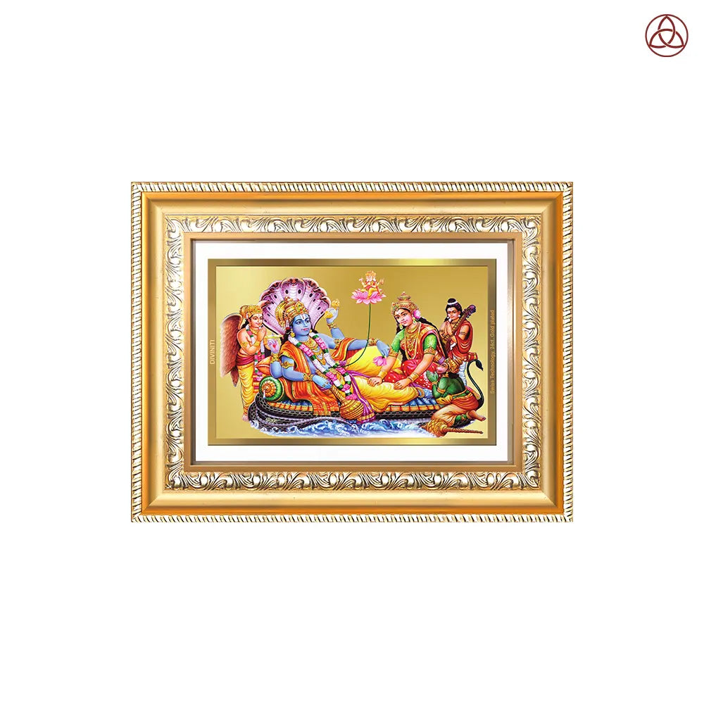 Lakshmi Vishnu Ananta | Divine Abode Wall & Tabletop Photo Frame in 24K Gold Plated Foil