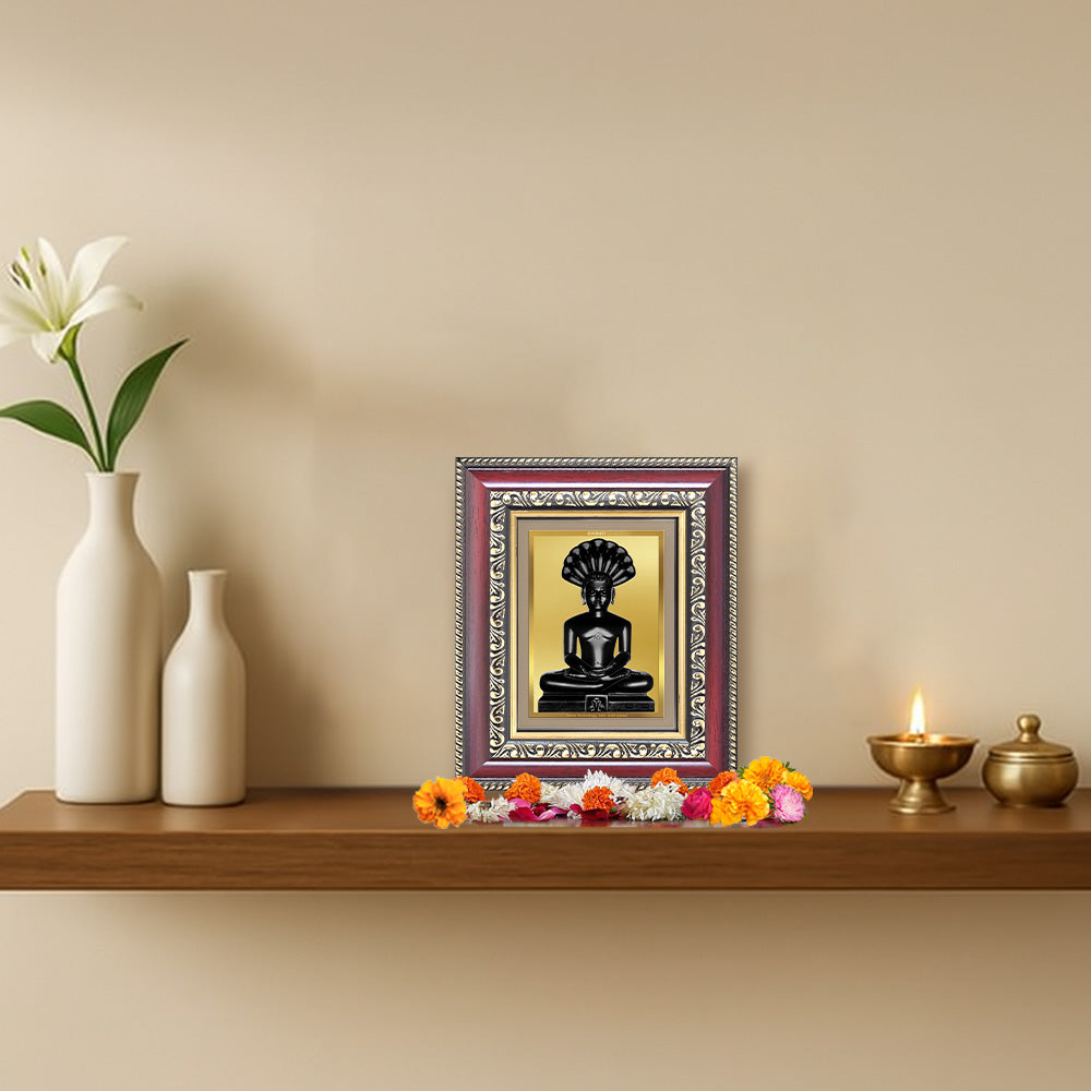 Diviniti 24K Gold Plated Parshvanath (Classic) Divine Table Top Frame for Home Mandir & Office Decor | Luxury Spiritual Gift