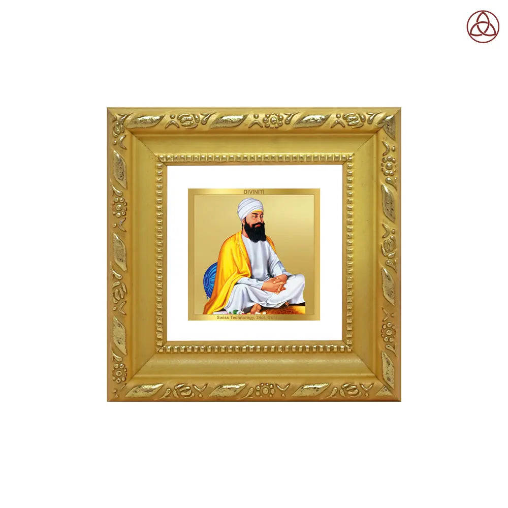 Guru Tegh Bahadar Ji | Ninth Sikh Guru and Dharam-Di-Chadar Spiritual Tabletop frame in 24K Gold Plated Foil