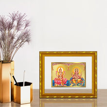 Load image into Gallery viewer, DIVINITI 24K Gold Plated Lakshmi Ganesh Photo Frame For Home Decor, Diwali Gift, Puja (21.5 X 17.5 CM)
