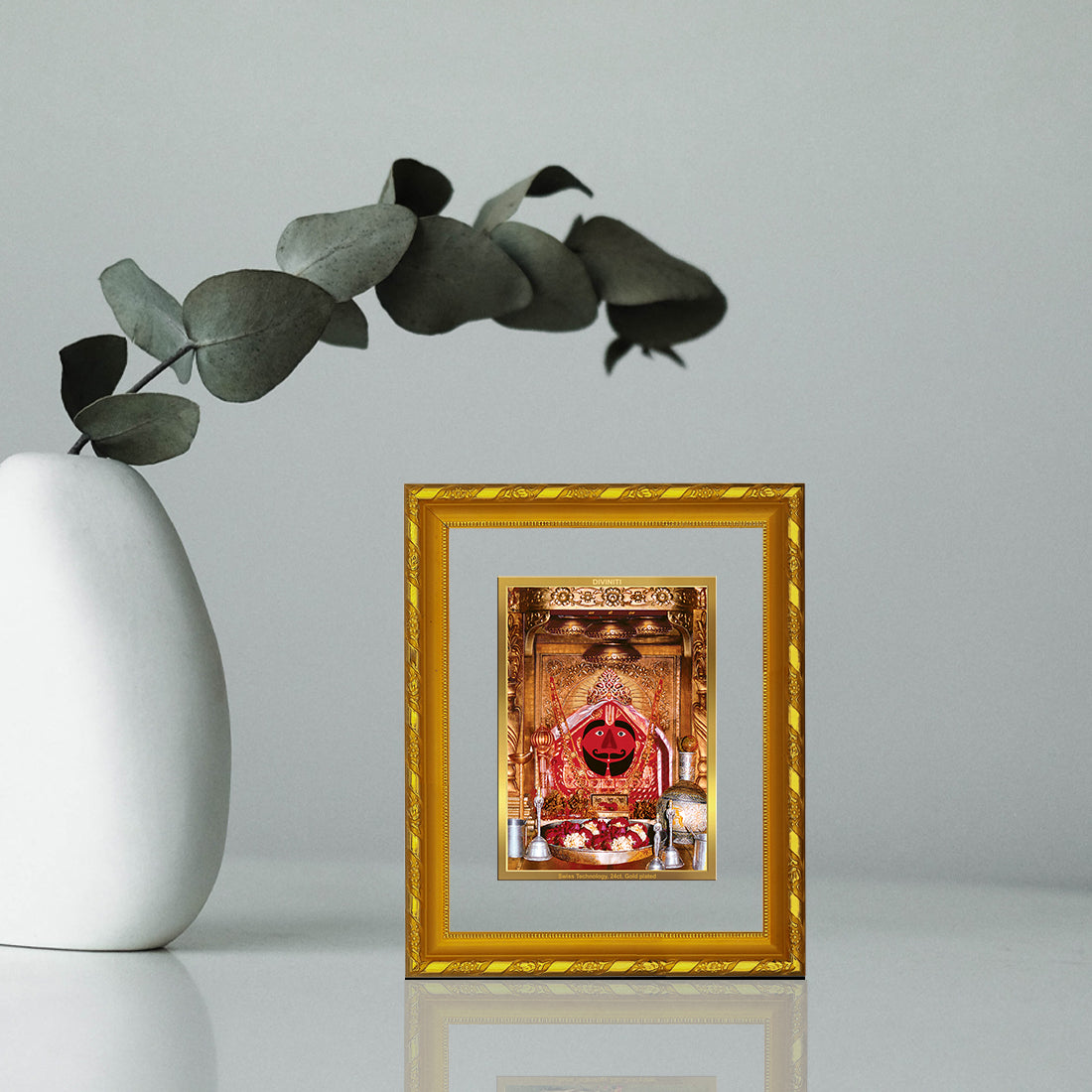 DIVINITI 24K Gold Plated Foil Salasar Balaji Photo Frame for Home Decor, Puja Room, Table Top, Wall Hanging, Workshop, Gift|DG103 Size 2 (22.6x18.4 CM)