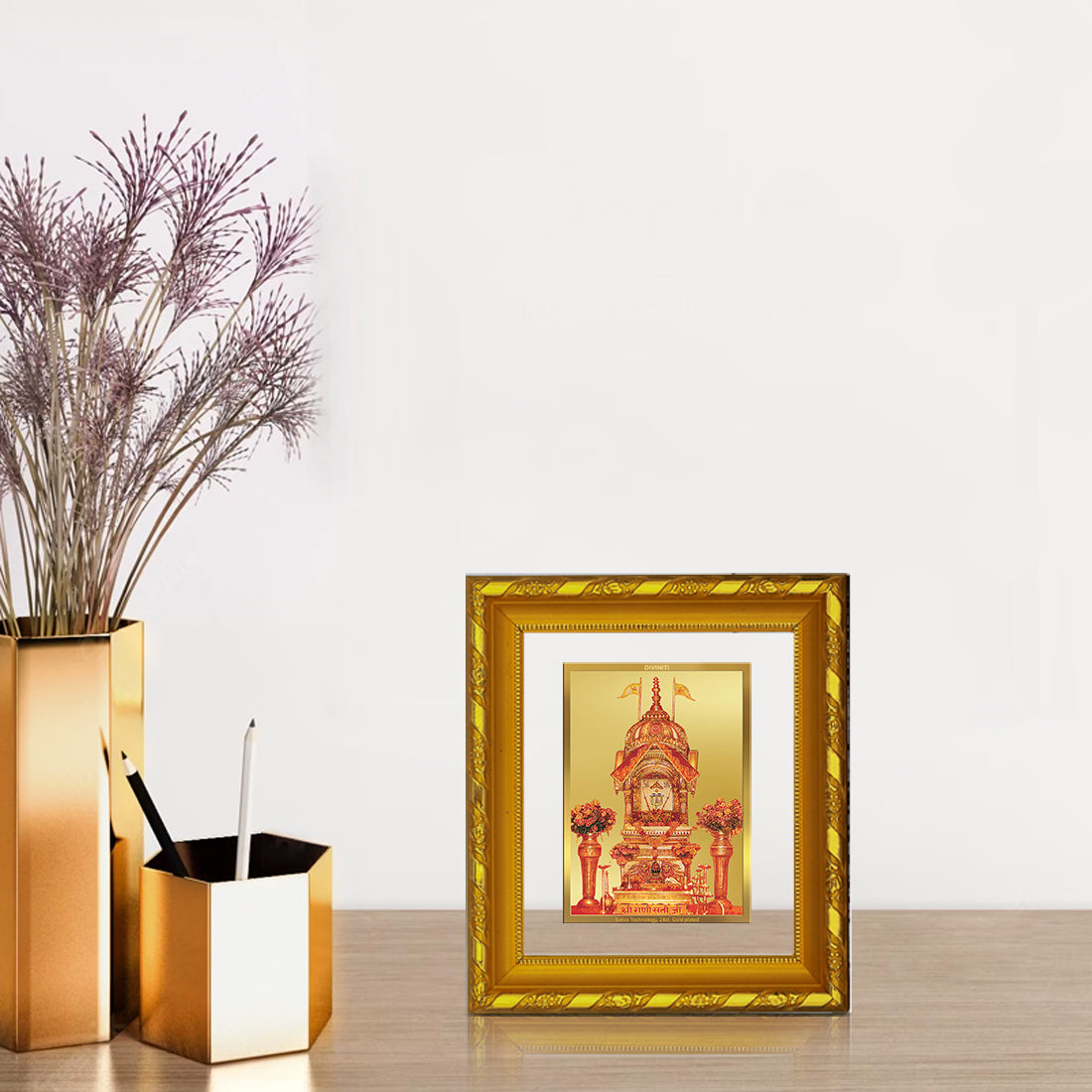 DIVINITI 24K Gold Plated Foil Rani Sati Wall Photo Frame for Home Decor, Living Room, Gift DG 103 Size 1 (15.3x14.9 CM)