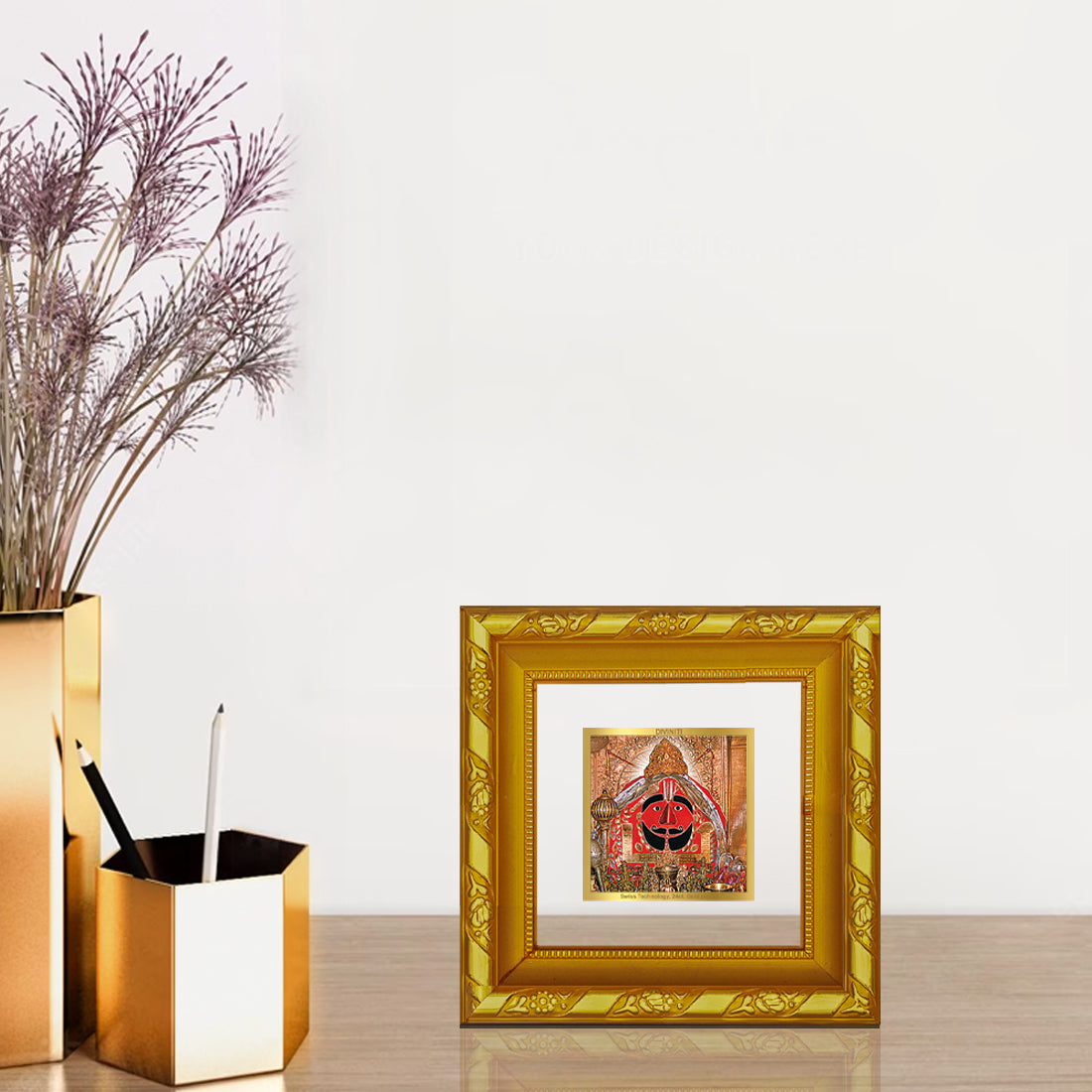 DIVINITI 24K Gold Plated Salasar Balaji Wall Photo Frame Idol for Table Top, Home Decor, Workshop, Puja Room, Premium Gifts | DG103S1A (10x10 CM)