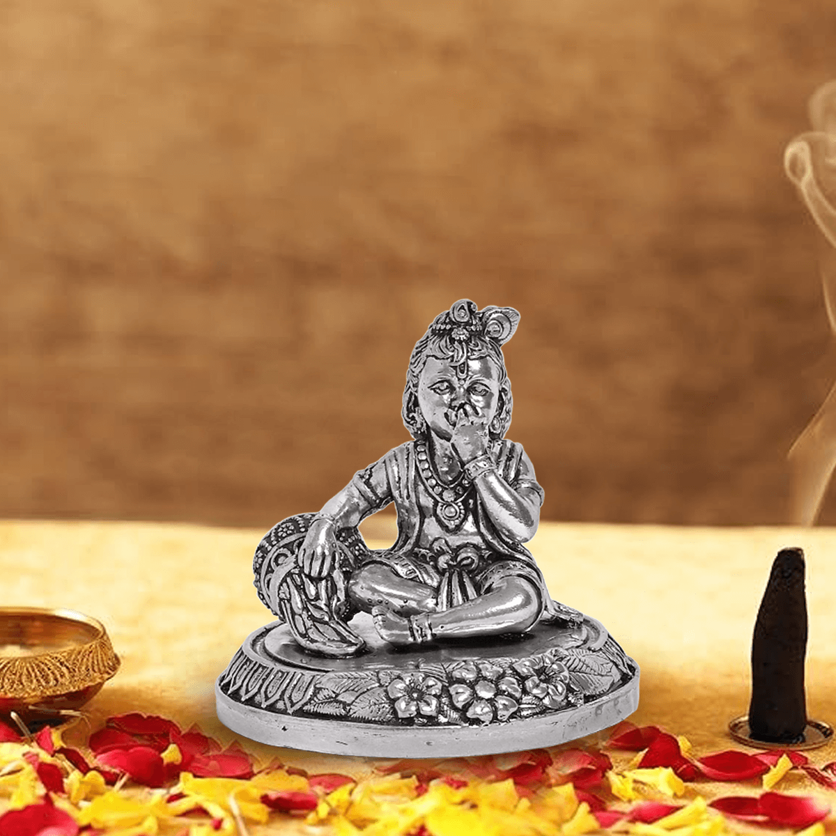 Pure Silver Bal Makhan Gopal Idol Statue (6x6 cm 94.5g)