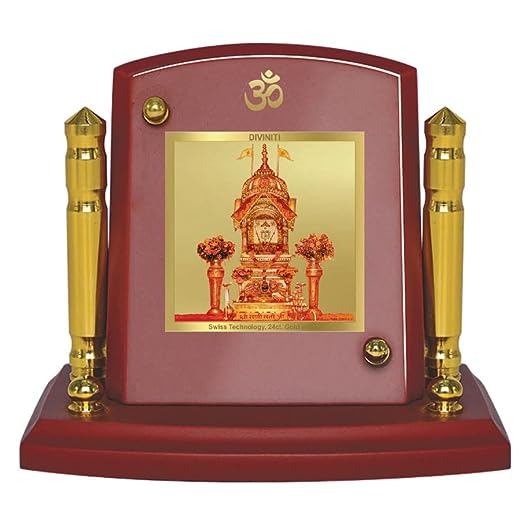 Diviniti 24K Gold Plated Rani Sati Photo Frame for Car Dashboard, Home Decor, Tabletop, Puja Room, Showpiece and Gift MDF1BP+ (6.5x5.5 CM)