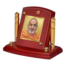 Load image into Gallery viewer, Diviniti 24K Gold Plated Pramukh Swami For Car Dashboard, Home Decor &amp; Table Top (7 x 9 CM)
