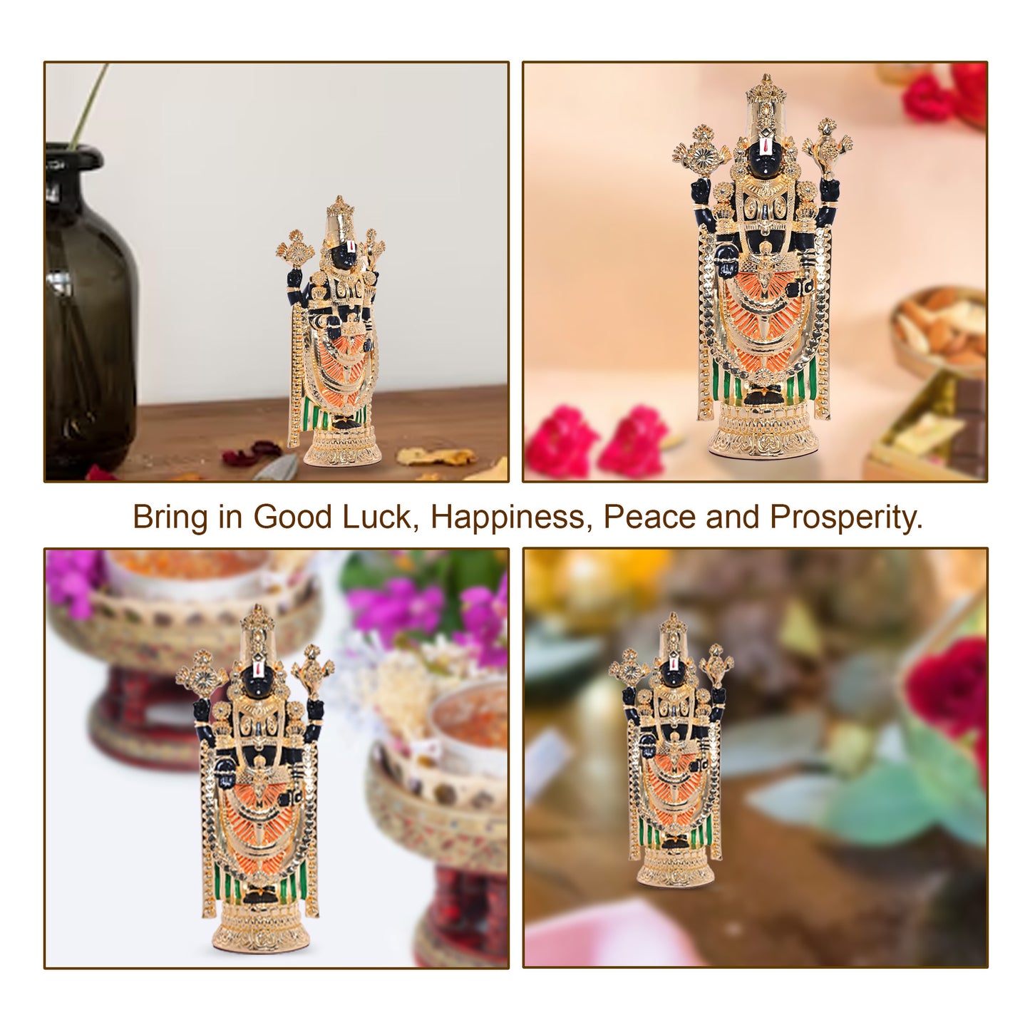 Diviniti Tirupati Balaji Idol for Office Desk Puja Room Tirupati Idol for Home Decor Birthday Festivals Lord Venkateswara Balaji Statue Figurine Gifting 21x7.6 CM