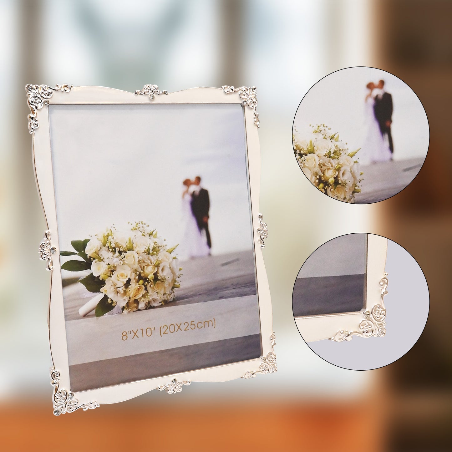 DIVINITI 999 Silver Plated Photo Frame for Luxurious Home Office Décor, Wall Hanging Beautiful Diwali Gift (22.5x27.5 CM)