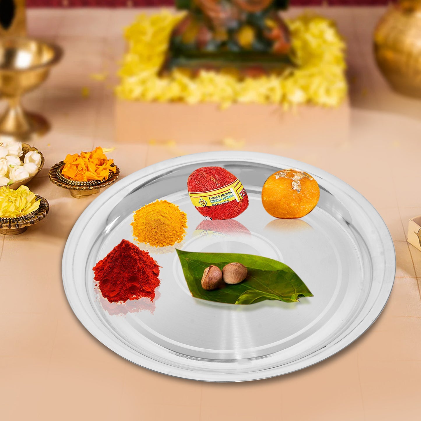 925 Pure Silver Thali Exquisite Elegance for Every Occasion for Home & Office Décor, Puja Room Diwali Gift (217g)