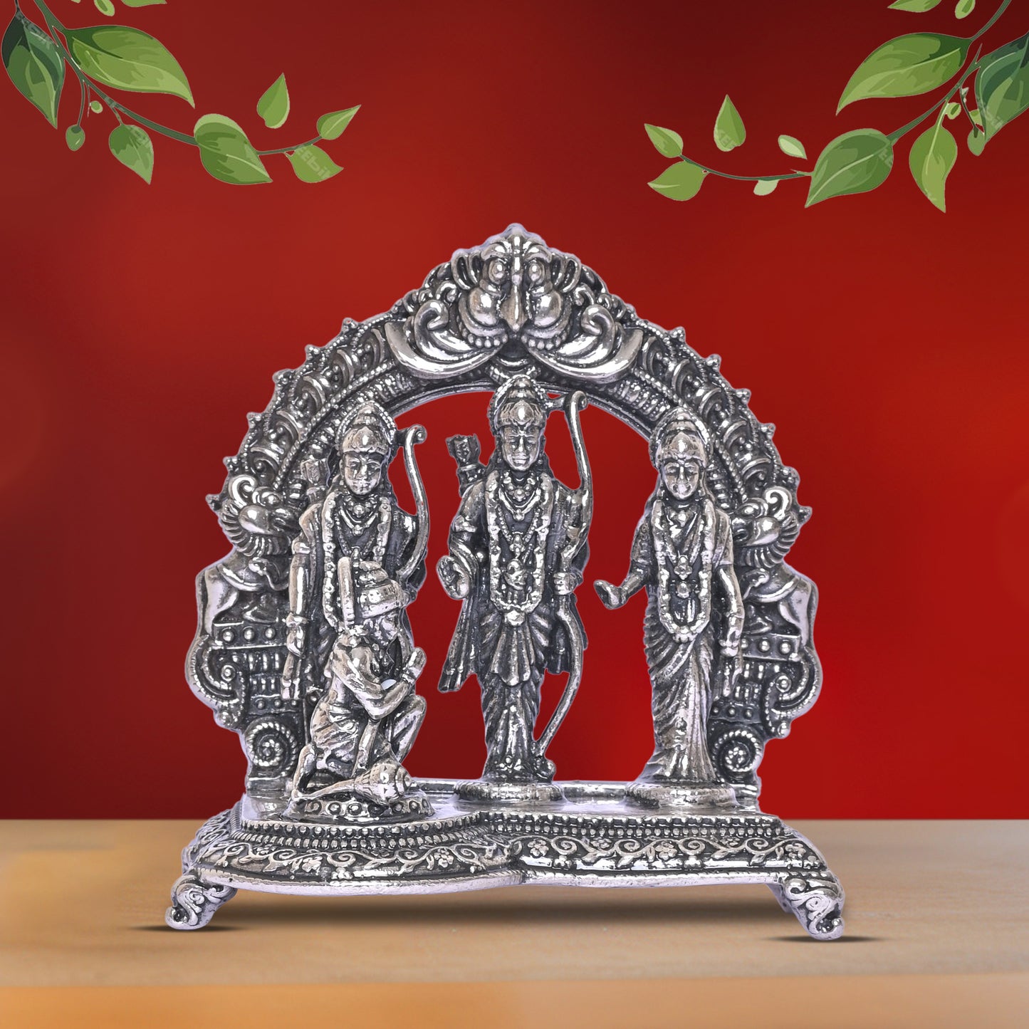 925 Pure Silver Ram Darbar Idol Statue Stunning Tribute to Divine Grace Spiritual Devotion for Home Office Décor, Tabletop, Puja Room Gift (7.5x14.3 CM, 143g)