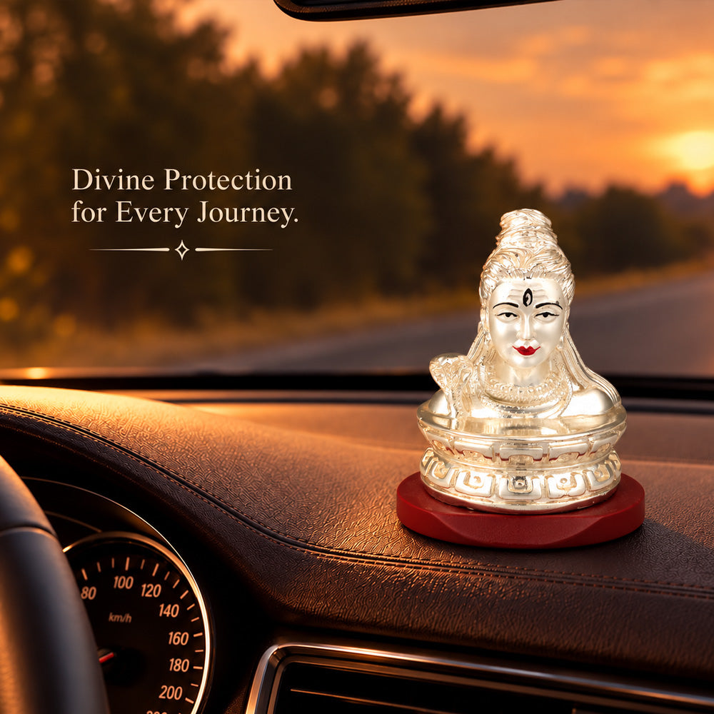 DIVINITI 999 Silver-Plated Shiva Idol | Car & Home Decor | Gift Box | 8x6 CM
