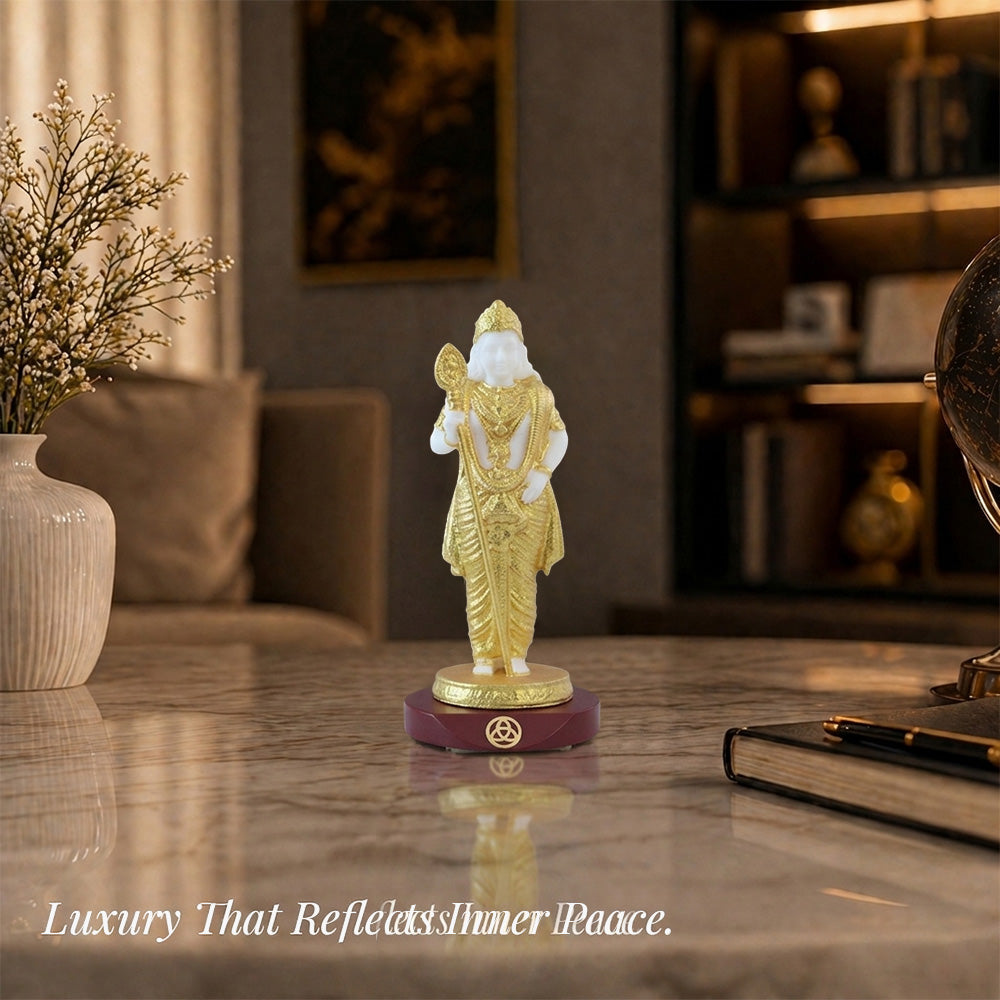 24K Gold-Plated Lord Murugan Resin Idol for Car Dashboard & Home Decor | Premium Gift Box | 9x4 CM