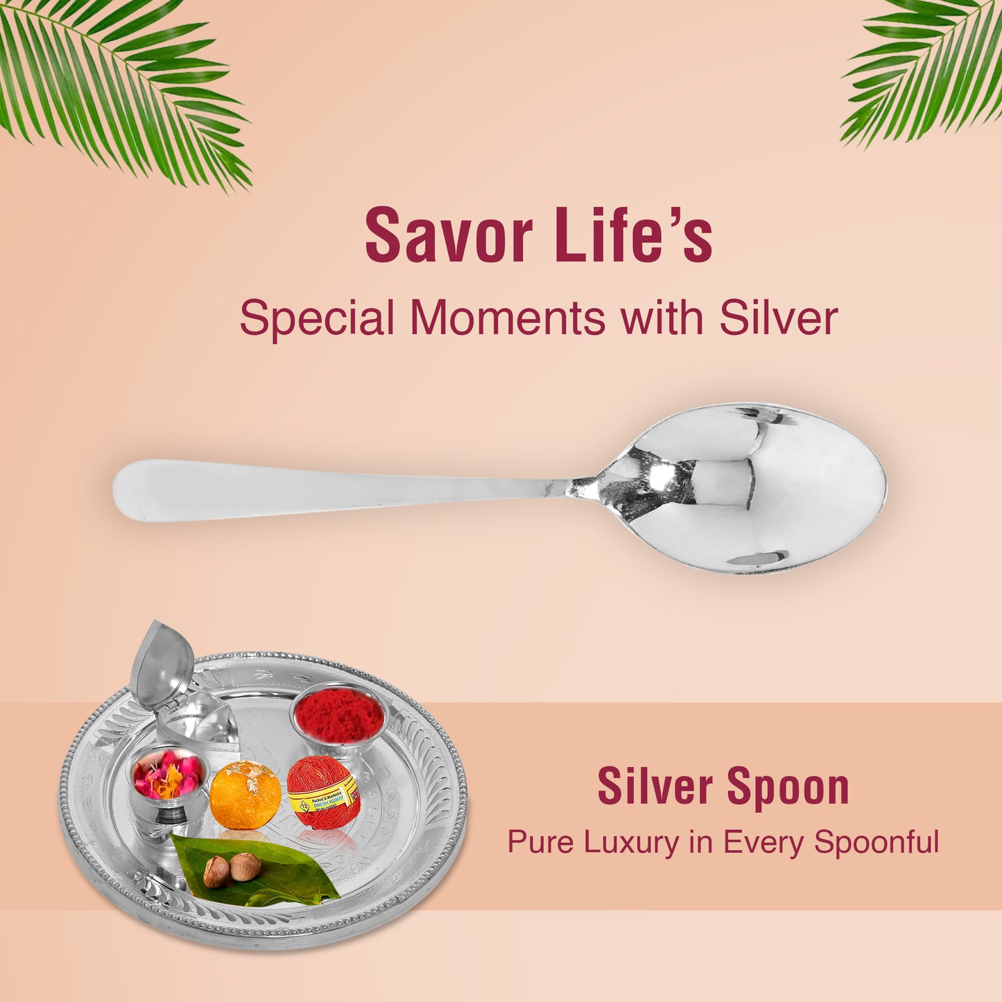 925 Pure Silver Spoon for Pooja and Gifting Purpose Puja Mandir (20g)