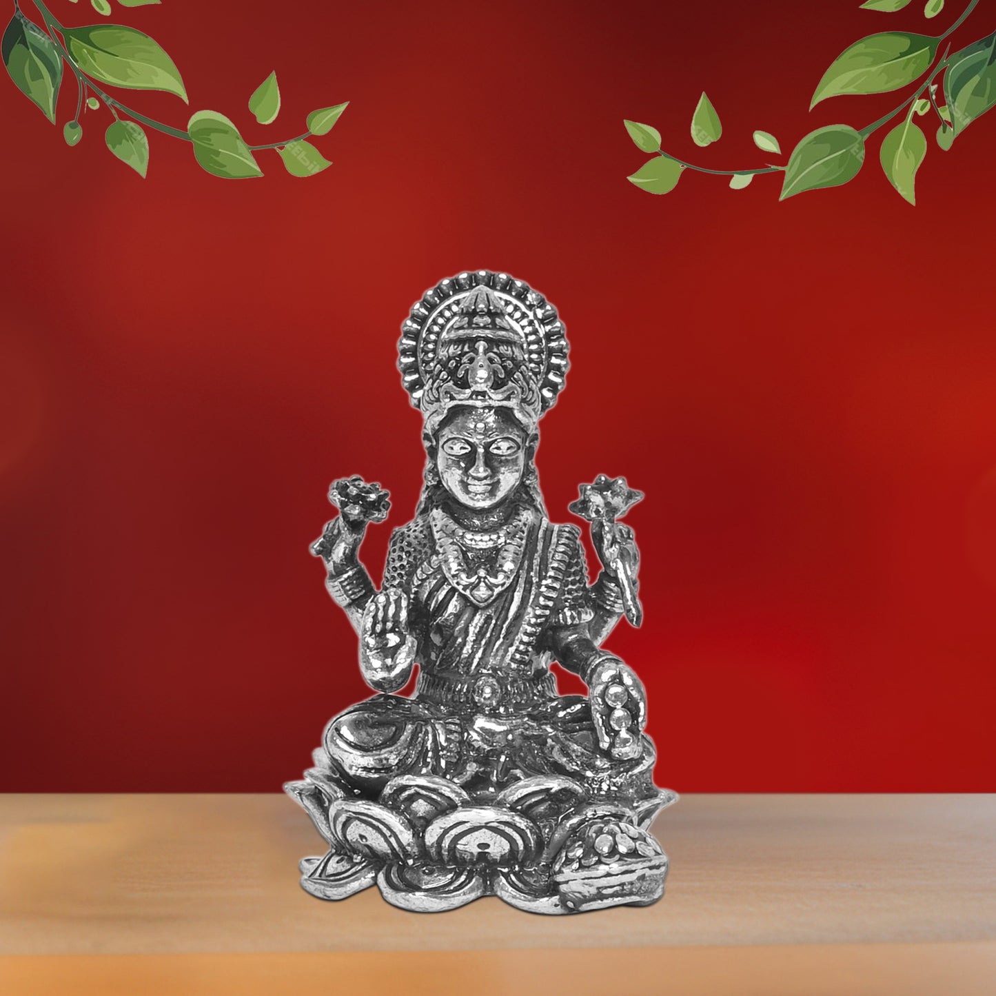 925 Pure Silver Laxmi Ji Idol Statue Divine Elegance Wealth and Prosperity for Home Office Décor, Tabletop, Puja Room Gift (7.5x13.9 CM, 139g)