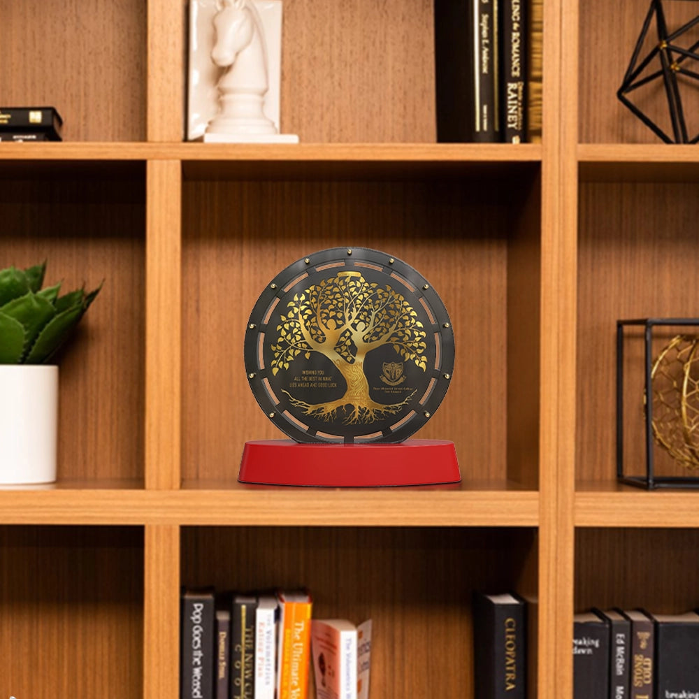 Diviniti Customized MDF Memento with Tree of Life on 24K Gold Plated Foil | Premium Personalized Gift | Elegant Award Plaque
