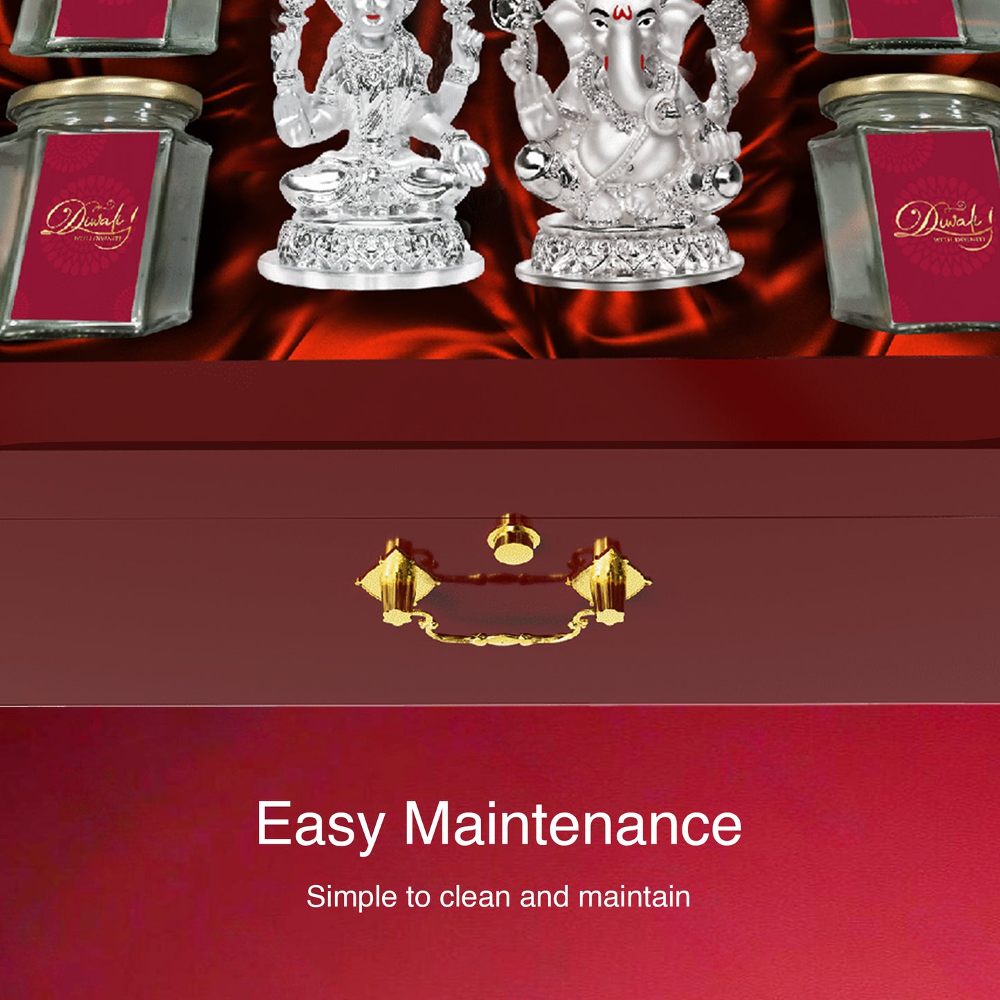 DIVINITI 999 Silver Plated Laxmi Ganesh Idol Statue for Home and Office Décor Puja Room & Luxurious Box Dry Fruits Bottle for Diwali Gift